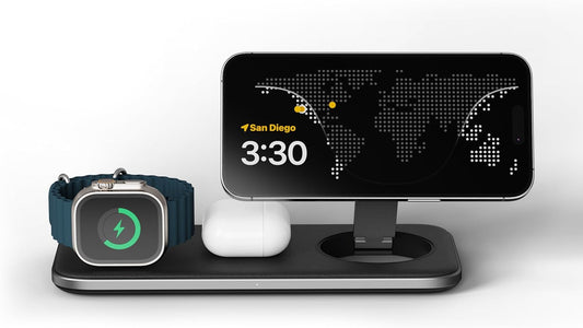 Qi2 Trio Wireless Charging Pad, 3 in 1 Wireless Charging Station, Qi2 15W Fast Charger for Iphone 17/16/15/14/13/12, 5W for Airpods and 5W for Apple Watch