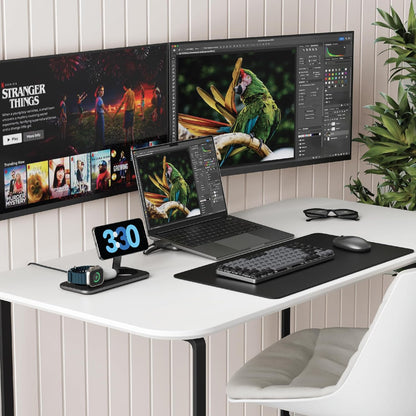 Qi2 Trio Wireless Charging Pad, 3 in 1 Wireless Charging Station, Qi2 15W Fast Charger for Iphone 17/16/15/14/13/12, 5W for Airpods and 5W for Apple Watch