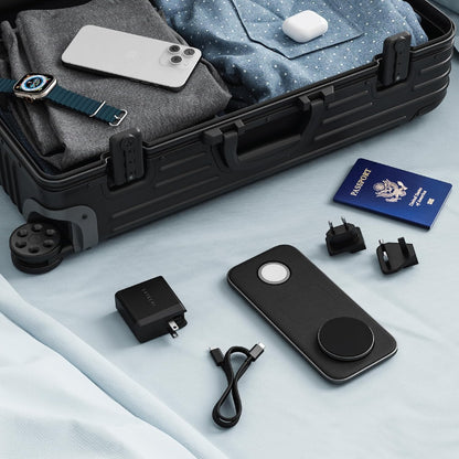 Qi2 Trio Wireless Charging Pad, 3 in 1 Wireless Charging Station, Qi2 15W Fast Charger for Iphone 17/16/15/14/13/12, 5W for Airpods and 5W for Apple Watch